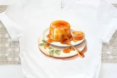 Watercolor Crème Caramel PNG Clipart Product Image 3