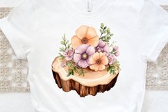 Flower Wooden Stump Watercolor Sublimation PNG Clipart Product Image 3