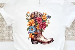 Western Floral Boots Sublimation PNG Clipart Product Image 3
