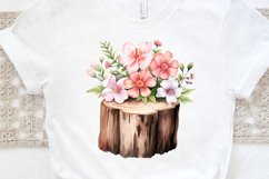 Flower Wooden Stump Watercolor Sublimation PNG Clipart Product Image 3
