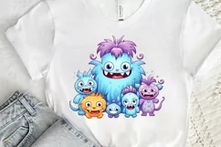 Cute Monster Family Watercolor PNG Clipart Product Image 3