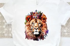 Watercolor King Lion Sublimation PNG Clipart Product Image 3