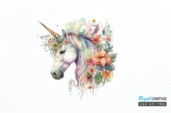 Watercolor Cute Unicorn PNG Clipart Product Image 1