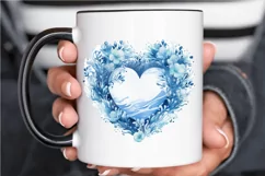 Ocean Heart Watercolor Sublimation PNG Clipart Product Image 3