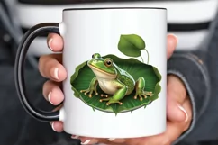 Watercolor Cute Frog on a Lilly pad PNG Clipart Product Image 3