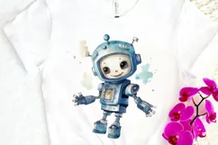 Robot Boy Watercolor Sublimation PNG Clipart Product Image 3