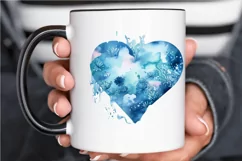 Ocean Heart Watercolor Sublimation PNG Clipart Product Image 3