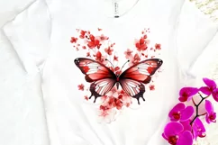Floral Red Butterfly Couple PNG Clipart Product Image 3
