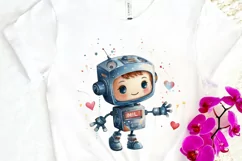 Robot Boy Watercolor Sublimation PNG Clipart Product Image 3