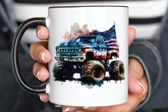 Watercolor American Monster Truck png clipart Product Image 3