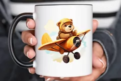 Cute Little Bear Flying On Plane PNG Clipart Product Image 3