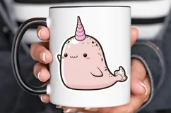 Cute Kawaii Narwhal Sticker PNG Clipart Product Image 3