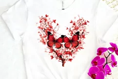 Floral Red Butterfly Couple PNG Clipart Product Image 3