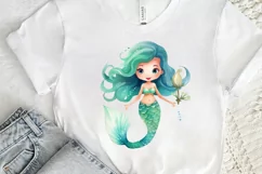 Cute Mermaid Watercolor PNG Clipart Product Image 3