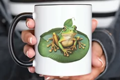 Watercolor Cute Frog on a Lilly pad PNG Clipart Product Image 3