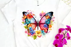 Rainbow Butterfly and Flowers PNG Clipart Product Image 3