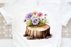 Flower Wooden Stump Watercolor Sublimation PNG Clipart Product Image 3