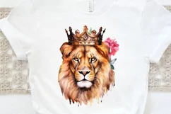 Watercolor King Lion Sublimation PNG Clipart Product Image 3
