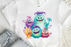 Cute Monster Family Watercolor PNG Clipart Product Image 3