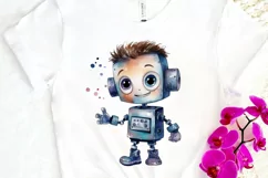 Robot Boy Watercolor Sublimation PNG Clipart Product Image 3