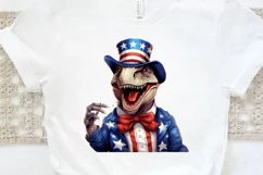 Funny 4th of July T-rex Sublimation PNG Clipart Product Image 3