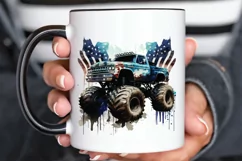 Watercolor American Monster Truck png clipart Product Image 3