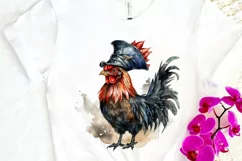 Rooster Pirate Watercolor Sublimation PNG Clipart Product Image 3