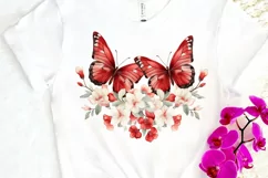 Floral Red Butterfly Couple PNG Clipart Product Image 3