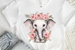 Flower Baby Elephant Sublimation PNG Clipart Product Image 3