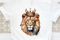 Watercolor King Lion Sublimation PNG Clipart Product Image 3