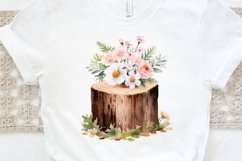 Flower Wooden Stump Watercolor Sublimation PNG Clipart Product Image 3
