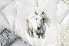 Beautiful White Horse Watercolo PNG Clipart Product Image 3