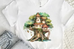Fairy Tree House Watercolor PNG Clipart Product Image 3