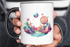 Watercolor Candy Planet Landscape PNG Clipart Product Image 3