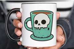 Cute And Creepy Mug Halloween Sticker PNG Clipart Product Image 3