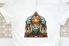 Stained Glass Old Building Sublimation PNG Clipart Product Image 3