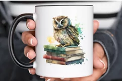 Watercolor Owl On Books PNG Clipart Product Image 3