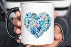 Ocean Heart Watercolor Sublimation PNG Clipart Product Image 3