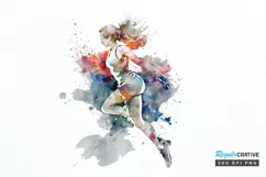 Watercolor Woman Figure Skating PNG Clipart Product Image 1
