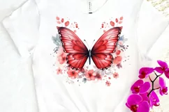 Floral Red Butterfly Couple PNG Clipart Product Image 3