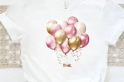 Gold Chrome and Pink Balloons PNG Clipart Product Image 3