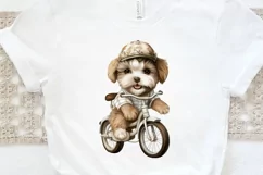 Puppy Riding Bike Sublimation PNG Clipart Product Image 3