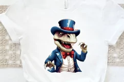 Funny 4th of July T-rex Sublimation PNG Clipart Product Image 3