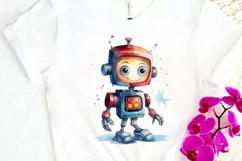 Robot Boy Watercolor Sublimation PNG Clipart Product Image 3