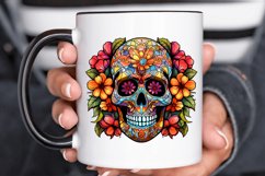 Flower Skull Stained Glass Sublimation PNG Clipart Product Image 3