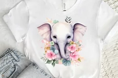 Flower Baby Elephant Sublimation PNG Clipart Product Image 3