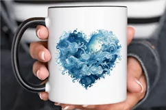 Ocean Heart Watercolor Sublimation PNG Clipart Product Image 3