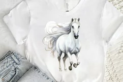 Beautiful White Horse Watercolo PNG Clipart Product Image 3