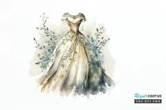 Watercolor Wedding Dress PNG Clipart Product Image 1