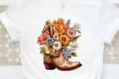 Western Floral Boots Sublimation PNG Clipart Product Image 3